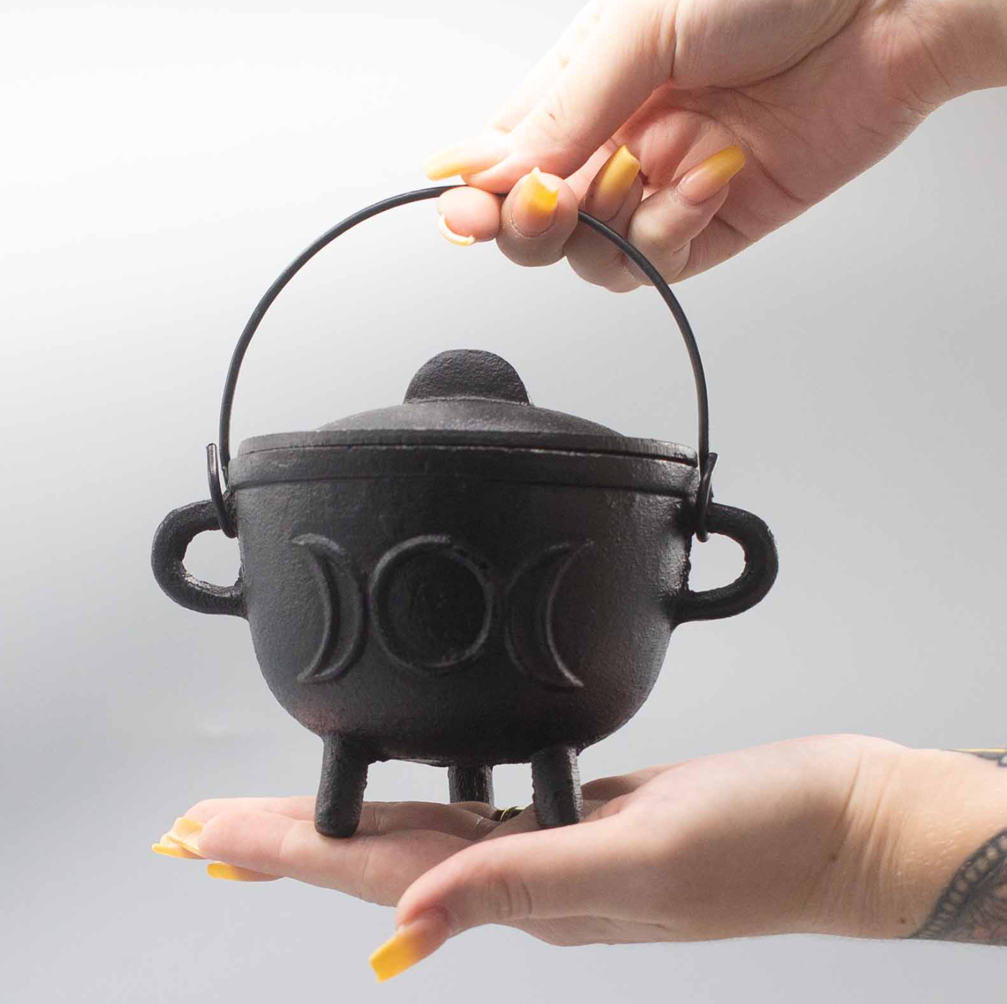 Cast Iron Cauldron with Triple Moon - Medium