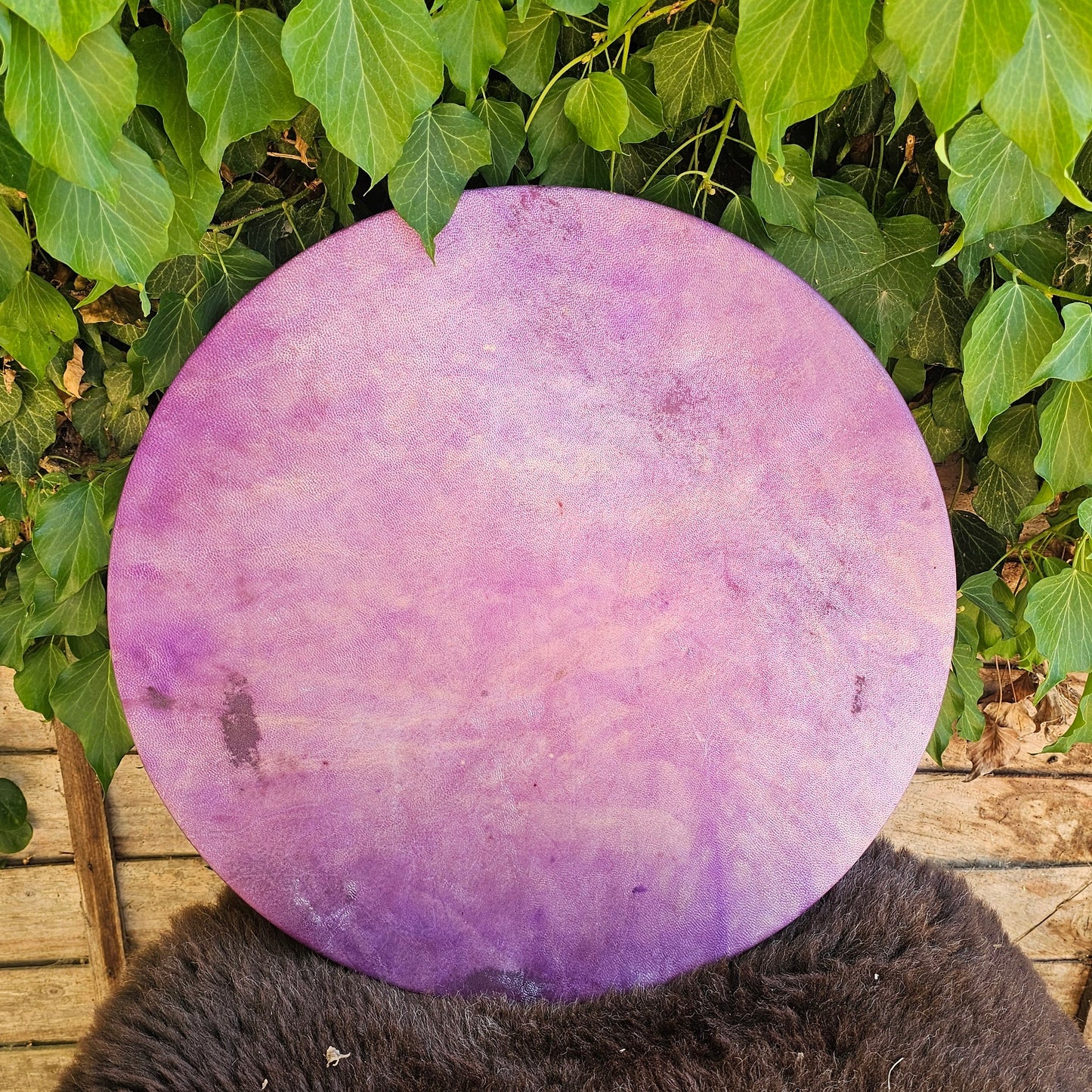 18" Purple Dyed Water Buffalo Vellum Drum
