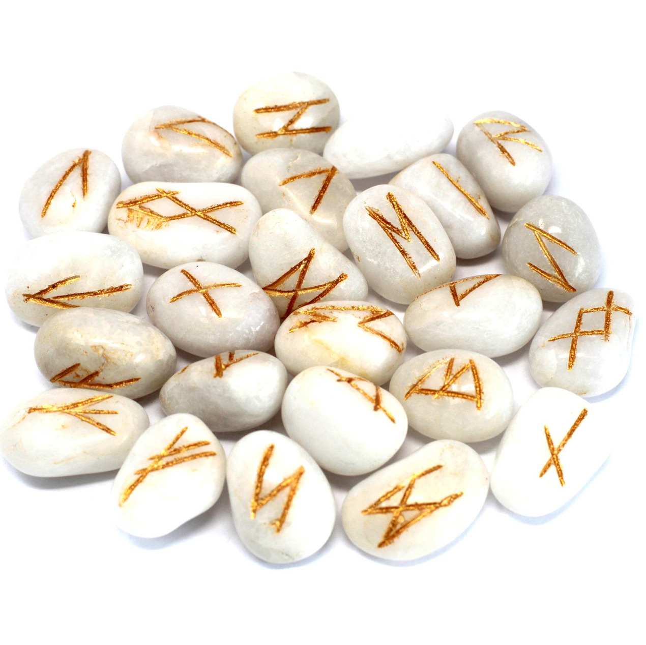 Runes Stone Set - White Agate