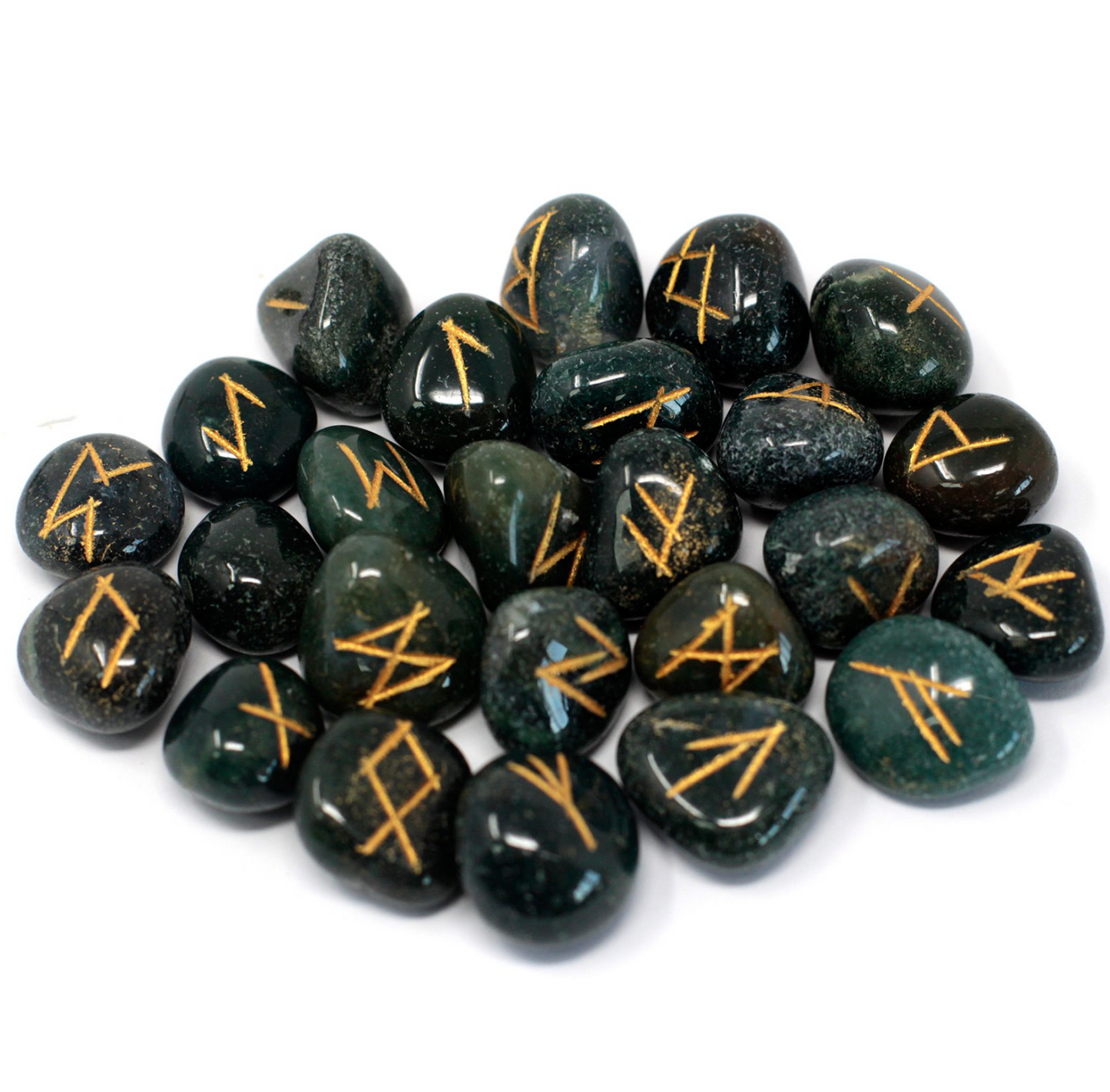 Runes Stone Set in Pouch - Bloodstone