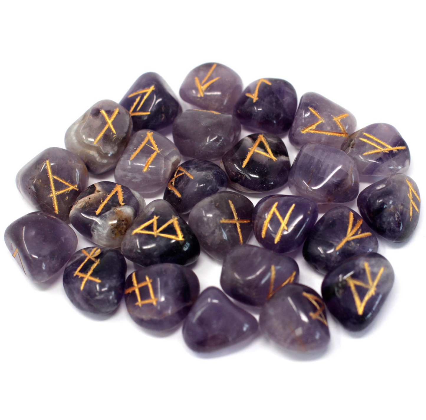 Runes Stone Set in Pouch - Amethyst