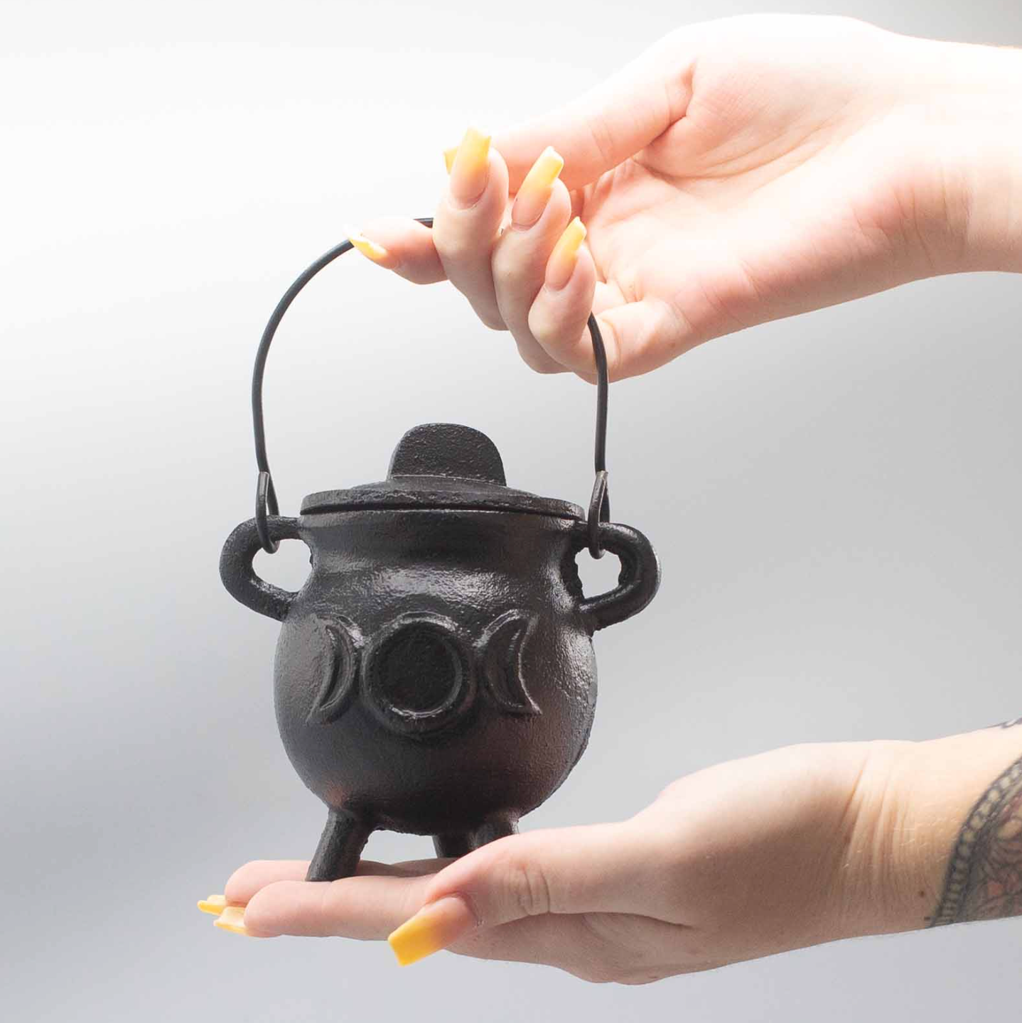 Cast Iron Cauldron with Triple Moon - Small