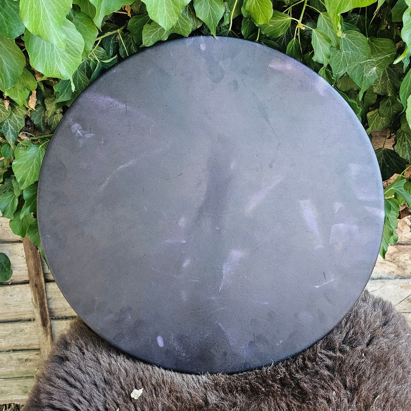 18" Black Dyed Water Buffalo Vellum Drum