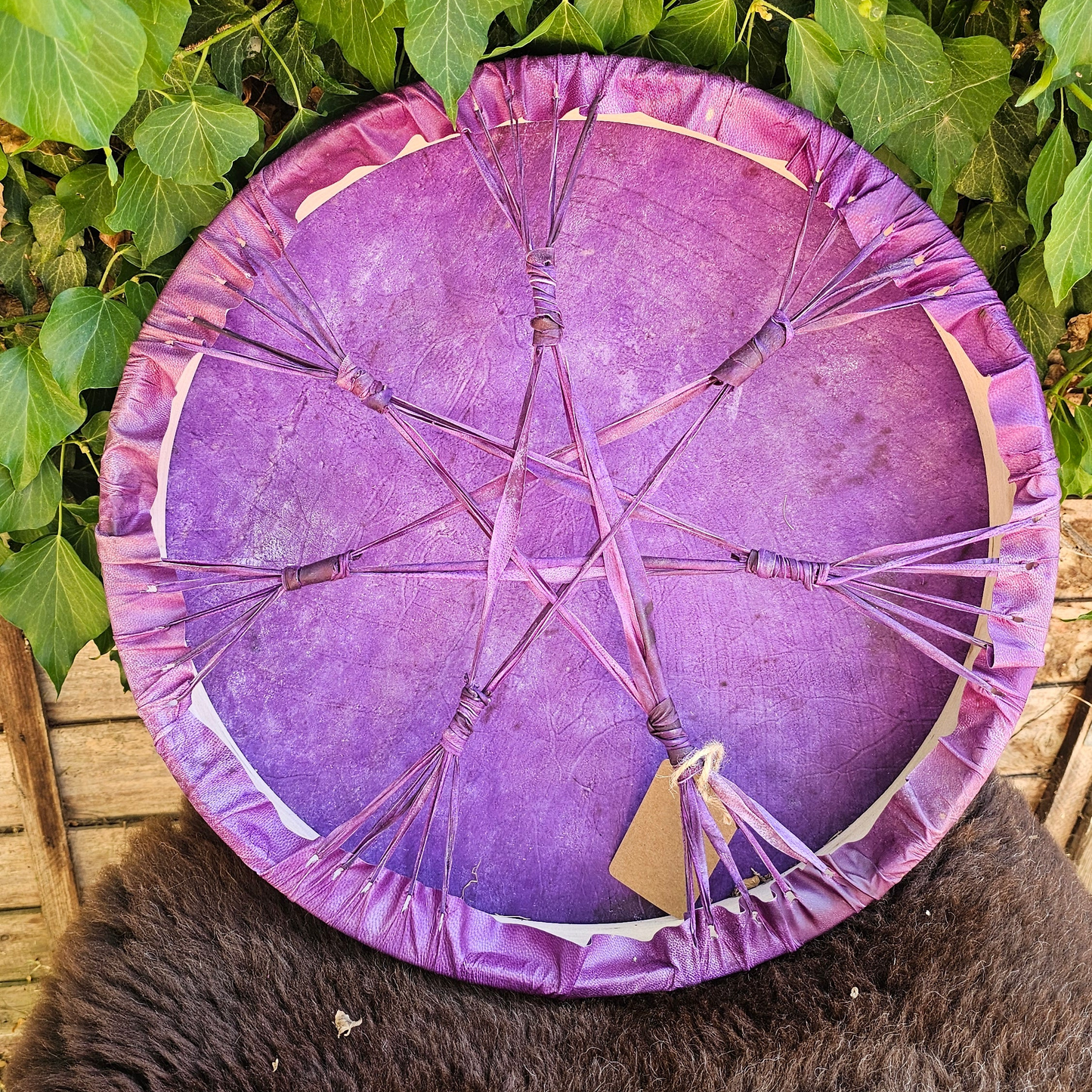 18" Purple Dyed Water Buffalo Vellum Drum
