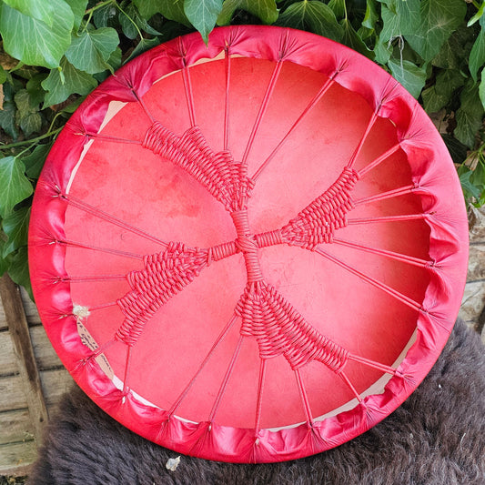 18" Red Dyed Water Buffalo Skin Frame Drum