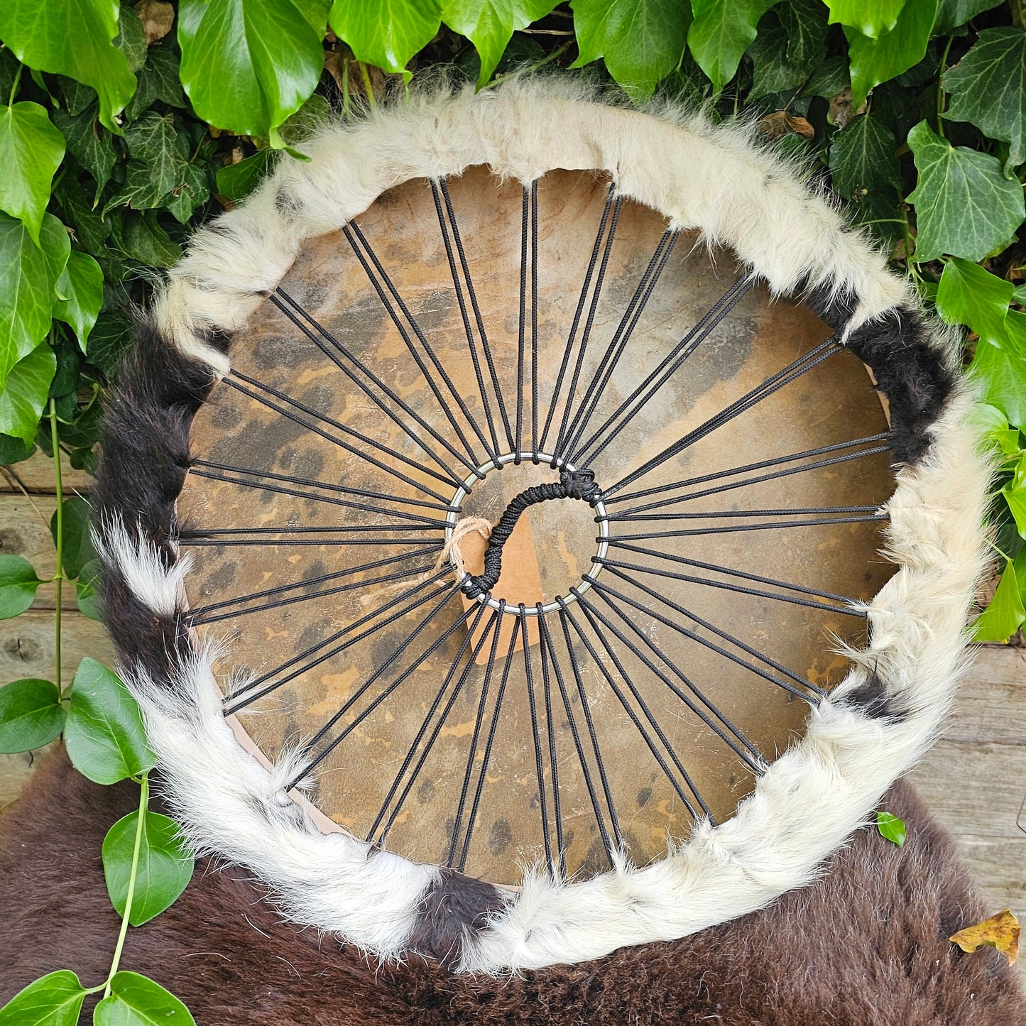 Cow Skin Fluffy Fur Drum - 18"